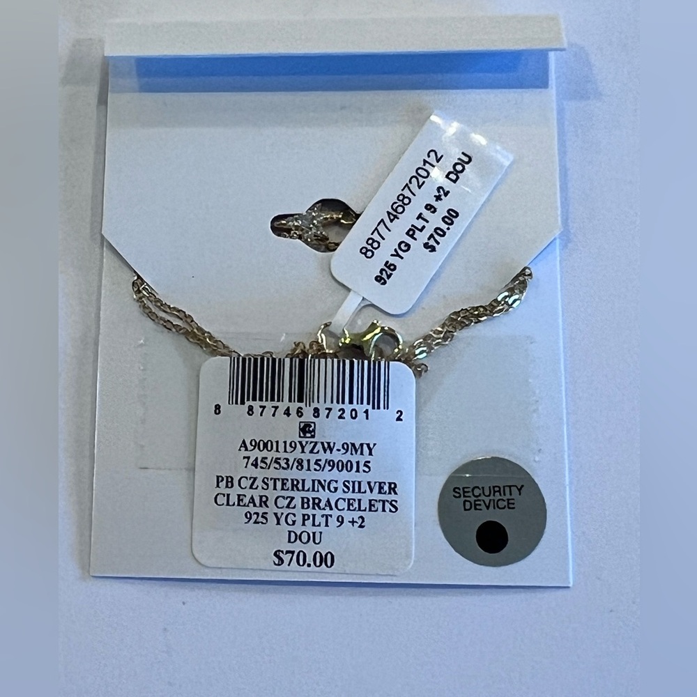 Giani Bernini Moon & Star Anklet Clear CZ Sterling Silver & Gold tone MSRP $70. - Picture 2 of 2